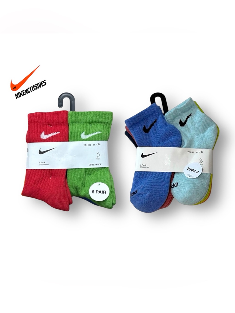 Kids Nike Dri-FIT Performance Plus Cotton Cushioned Socks 12 Pairs Multicolor